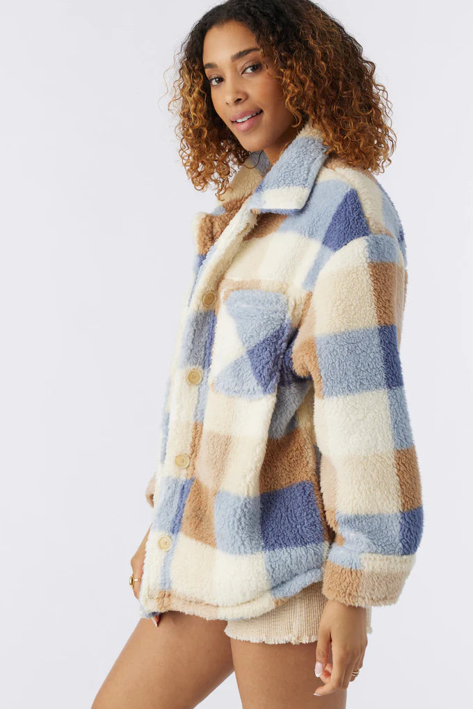 Heath Plaid Sherpa Jacket Winter White SimplyGood