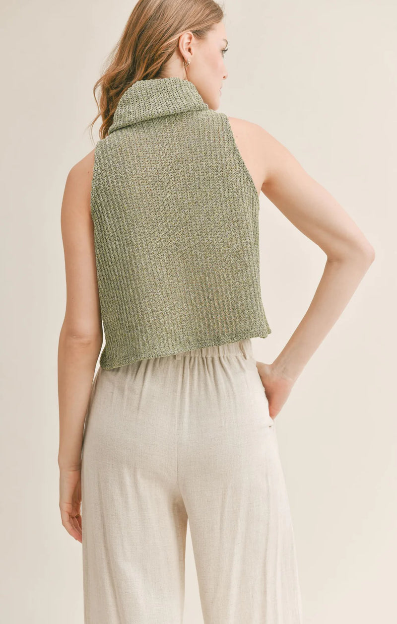 Green sleeveless turtleneck online