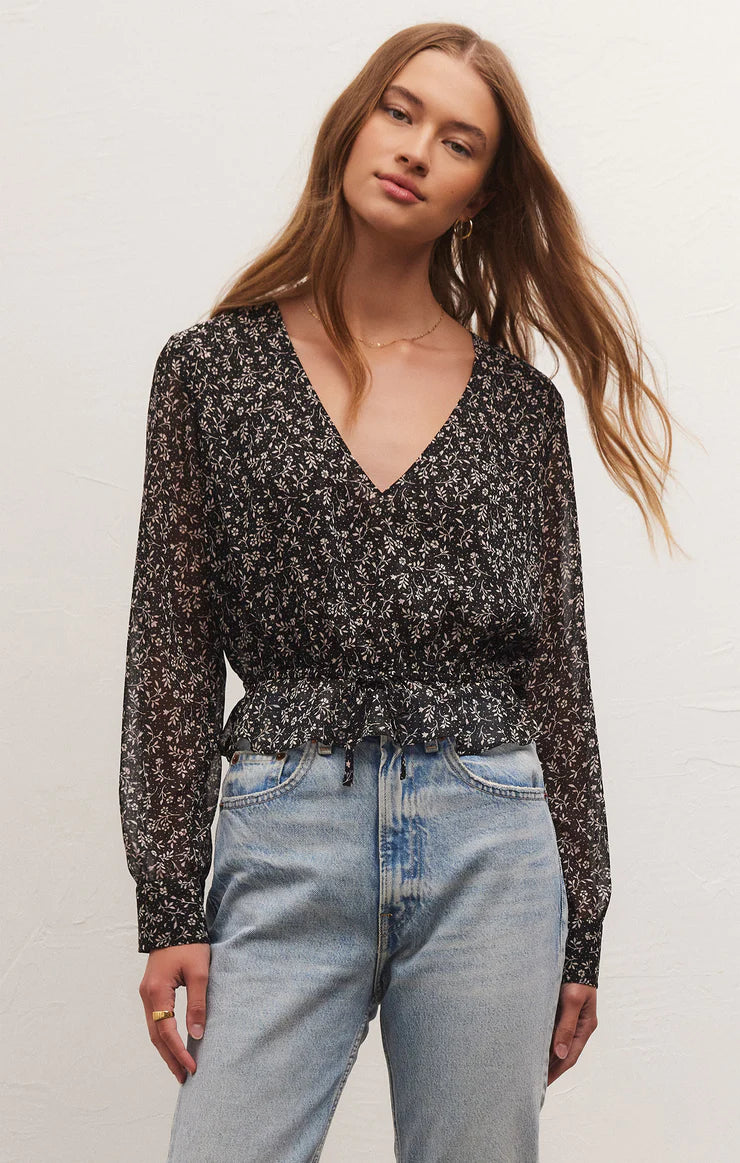 Holland Floral Flowy Blouse Black