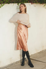 Reflection A-Line Satin Midi Skirt - Golden Sand