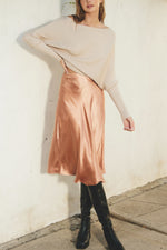 Reflection A-Line Satin Midi Skirt - Golden Sand