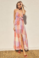Pastel Check Maxi Dress - Lavender Blush
