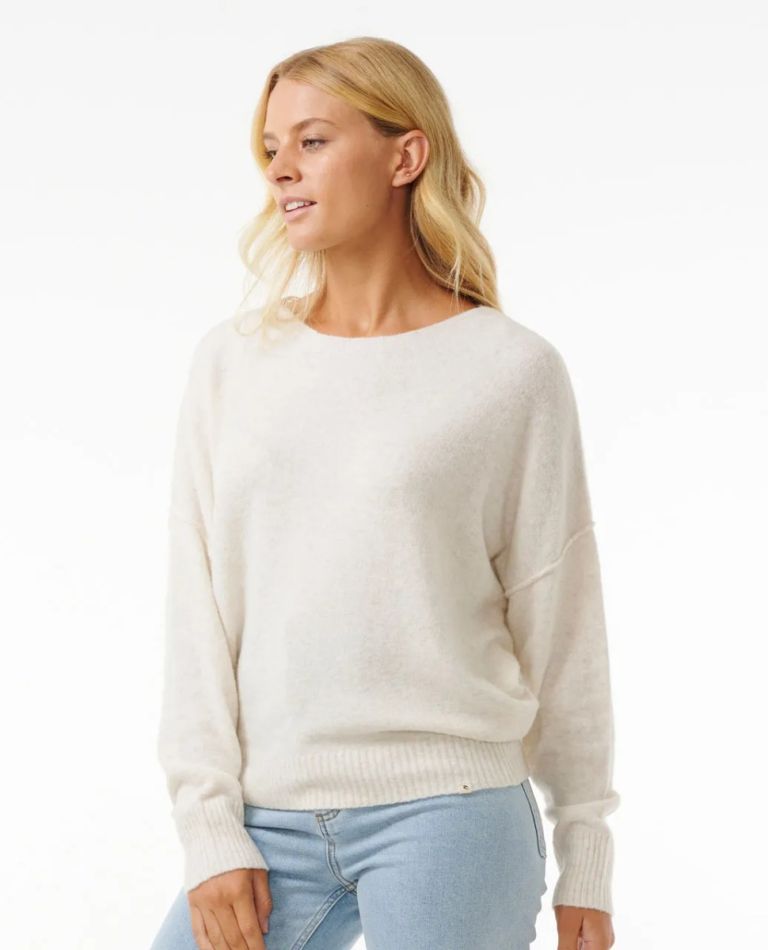 Pull en tricot doux Emily - Ecru Marle