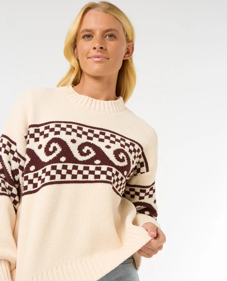 Soleil Knit Sweater - Brown/Off White