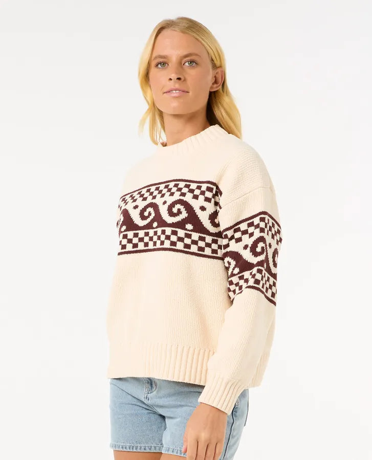 Soleil Knit Sweater - Brown/Off White