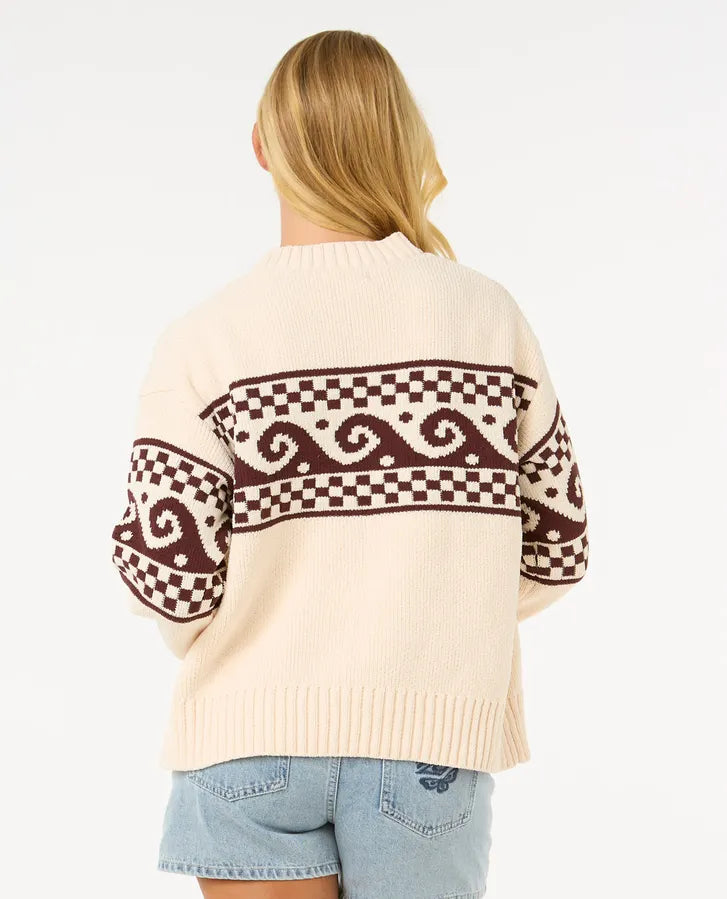 Soleil Knit Sweater - Brown/Off White