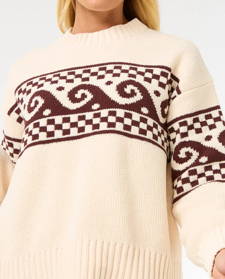 Soleil Knit Sweater - Brown/Off White