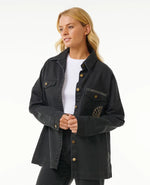 Veste en jeans brodée Soleil - Washed Black