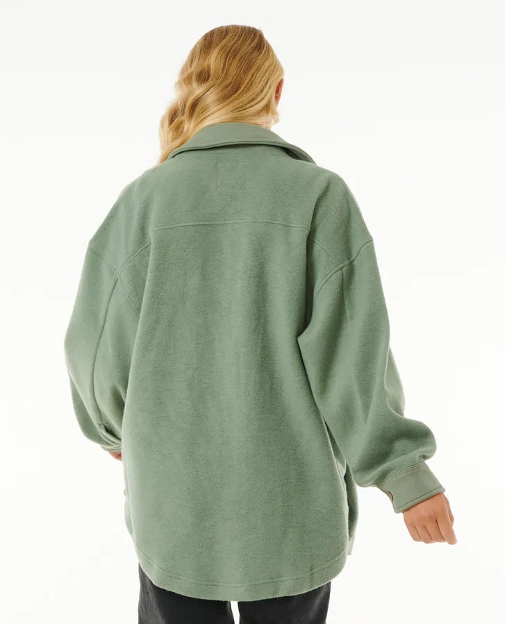 High Tide Fleece Shacket - Sage