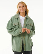 High Tide Fleece Shacket - Sage