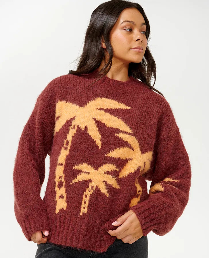 Beach Party Knit Sweater - Plum