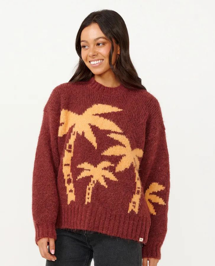 Beach Party Knit Sweater - Plum