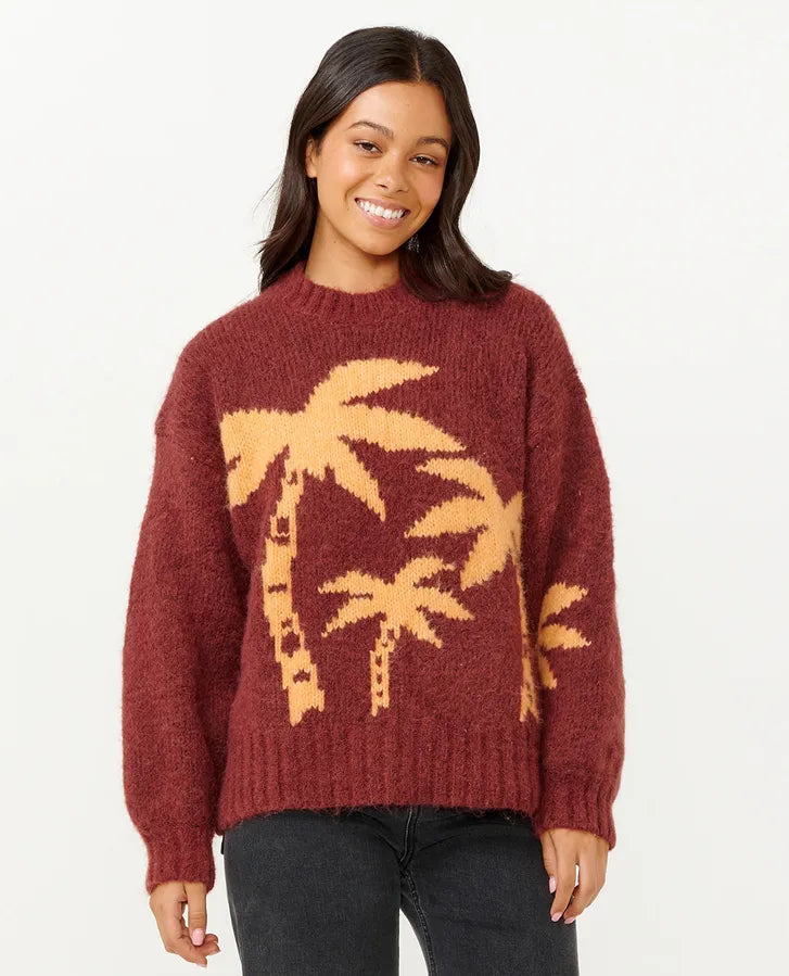 Beach Party Knit Sweater - Plum