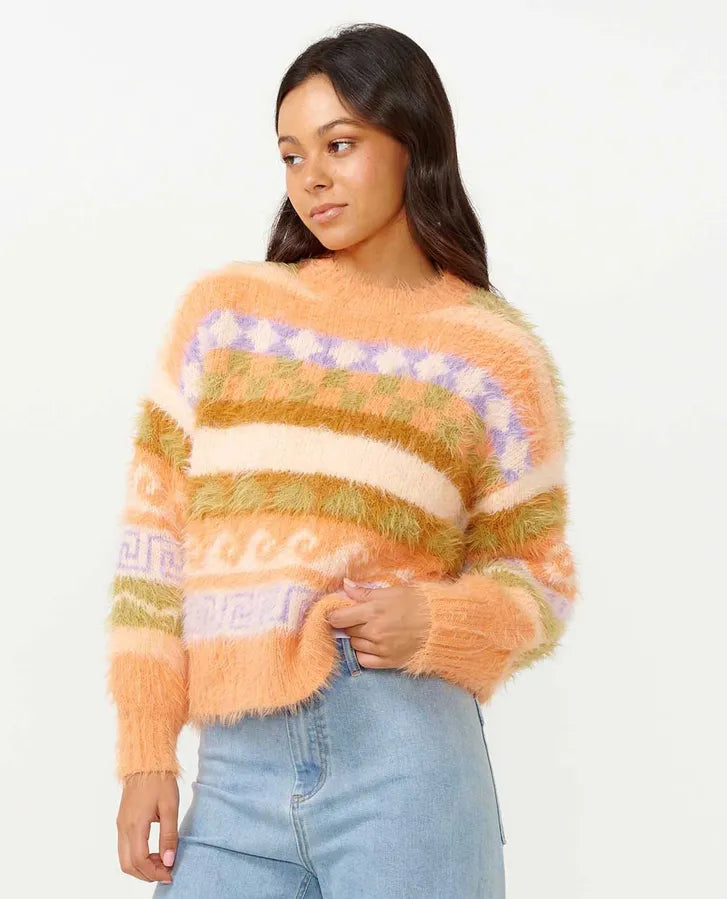 Beach Party Jaquard Sweater - Peach