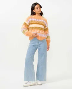 Beach Party Jaquard Sweater - Peach