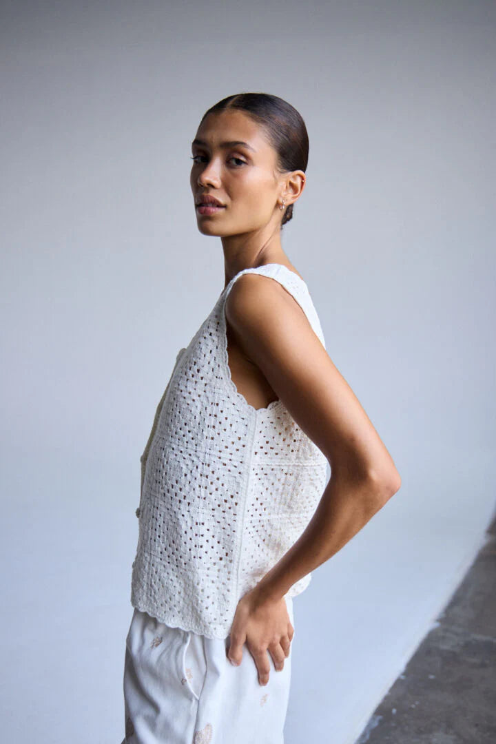 Camisole crochet Bandie - white