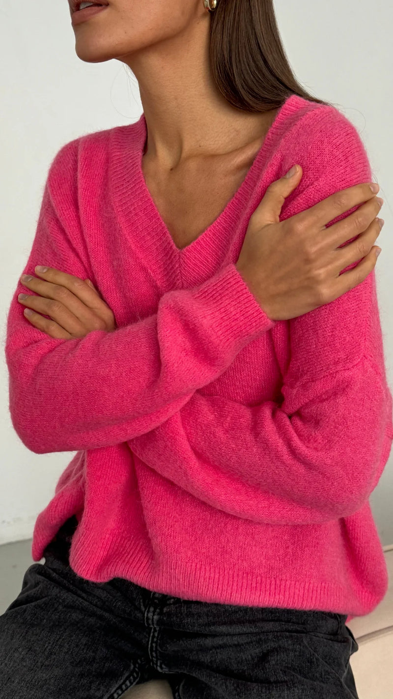 April Alpaca Sweater - Candy Pink