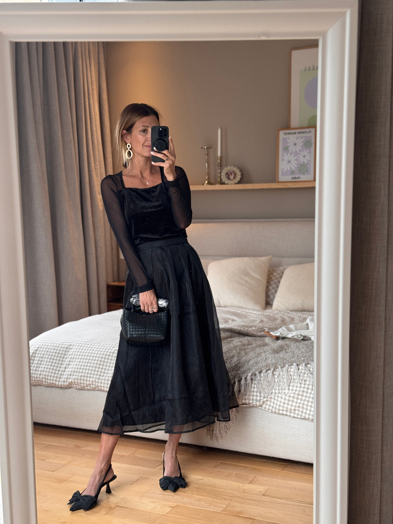 Chandail mesh & velours Nana - Black