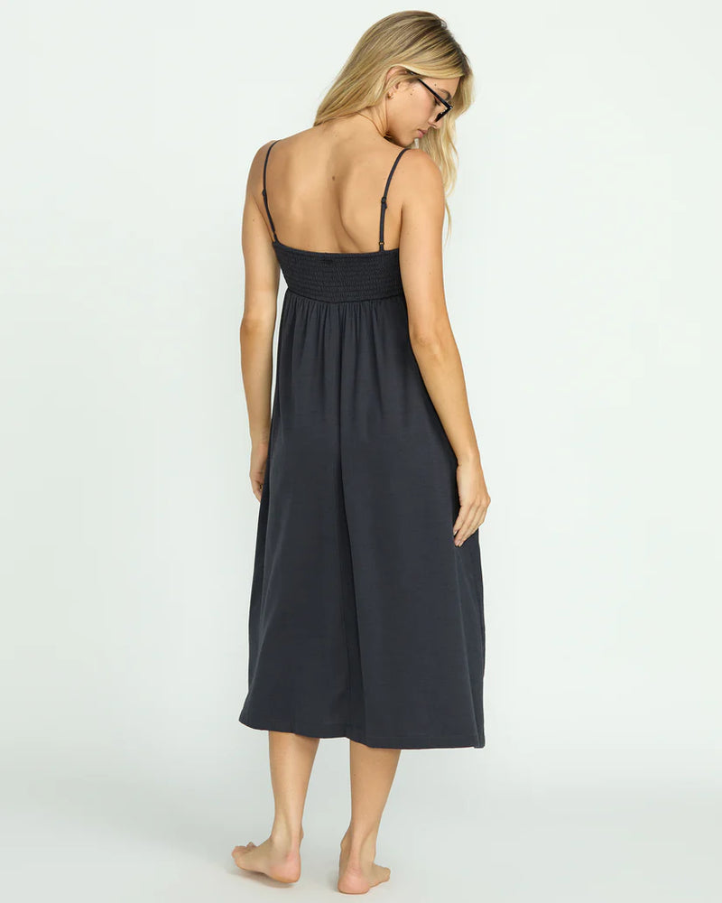Robe  midi en coton doux Days End - Black Sand