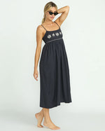Robe  midi en coton doux Days End - Black Sand