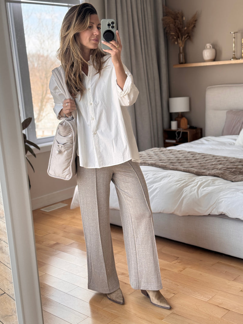 Pantalon jambe évasée - Multi Beige