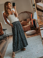 Viscose Maxi Skirt - Black Flower