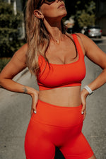 Brassière de sport seamless , carrée - Coral Red