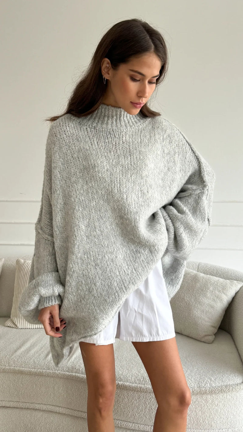 Layla Knitted Sweater - Grey