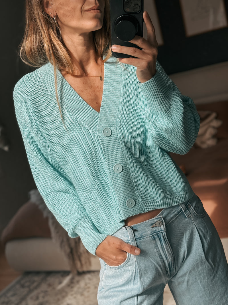 Knit cardigan - Pastel Turquoise