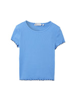 T-Shirt crop côtelée - Sicilian blue
