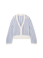Cardigan en maille lignée - Mid blue white stripe