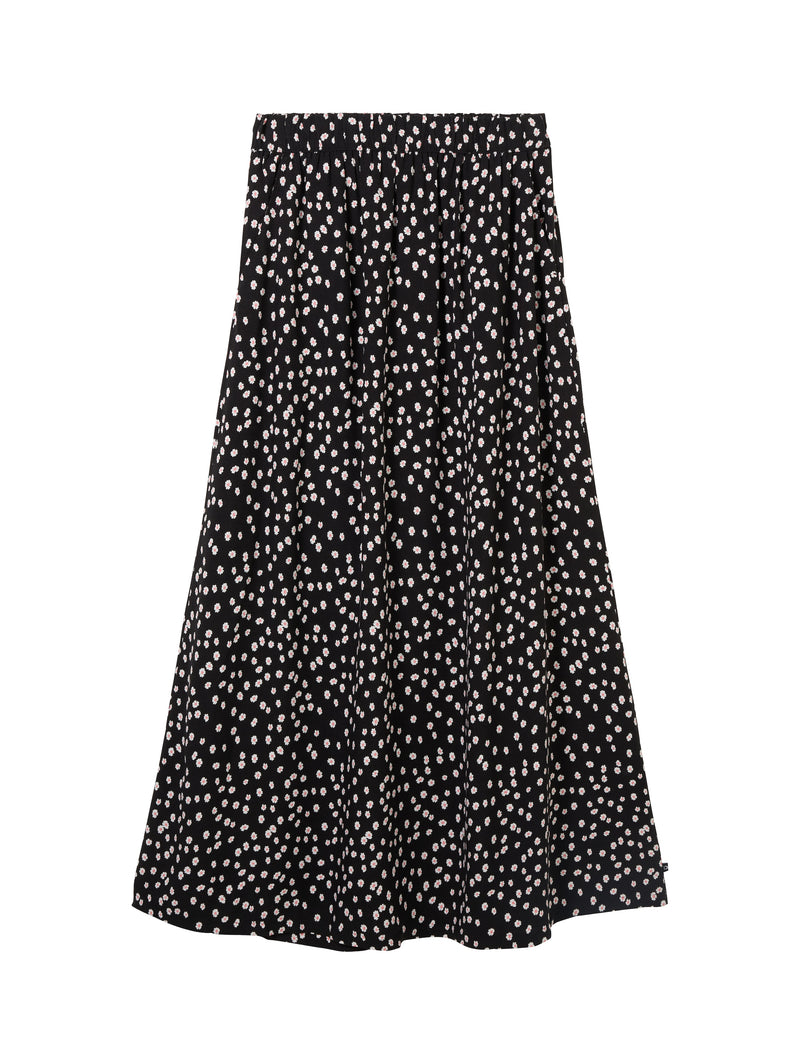 Viscose Maxi Skirt - Black Flower