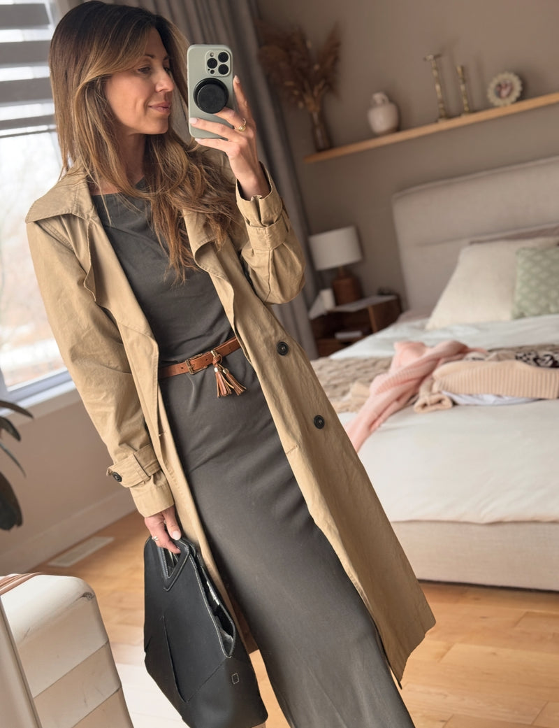 Robe longue en modal - Kaki