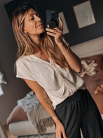 Linen blouse - Cream beige melange