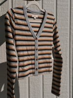 Cardigan Bobbi Stripe Button Top - Tan