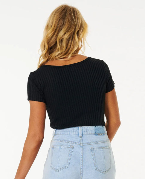 Heart neck sweater - Black