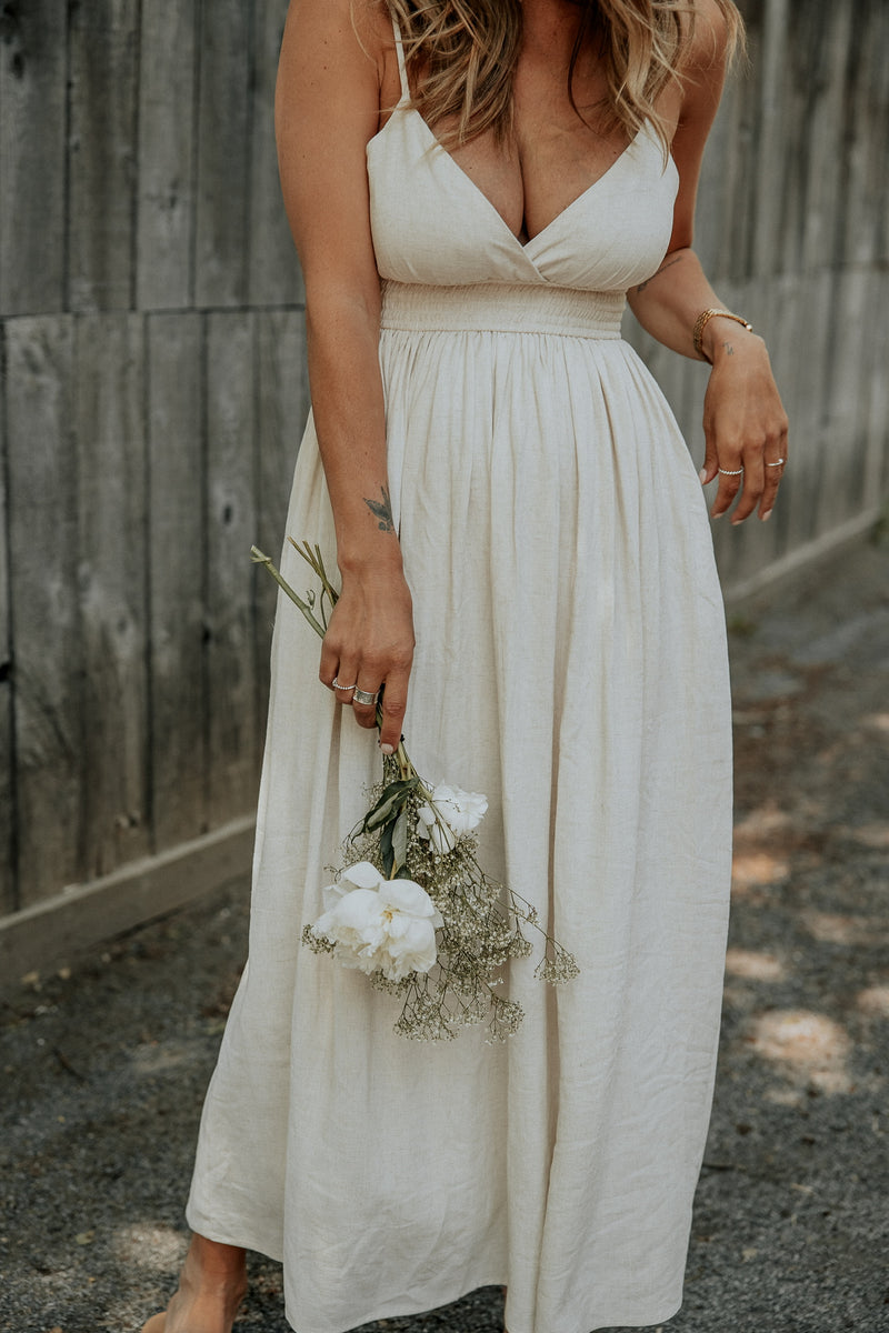 Charm Linen Midi Dress - Flax