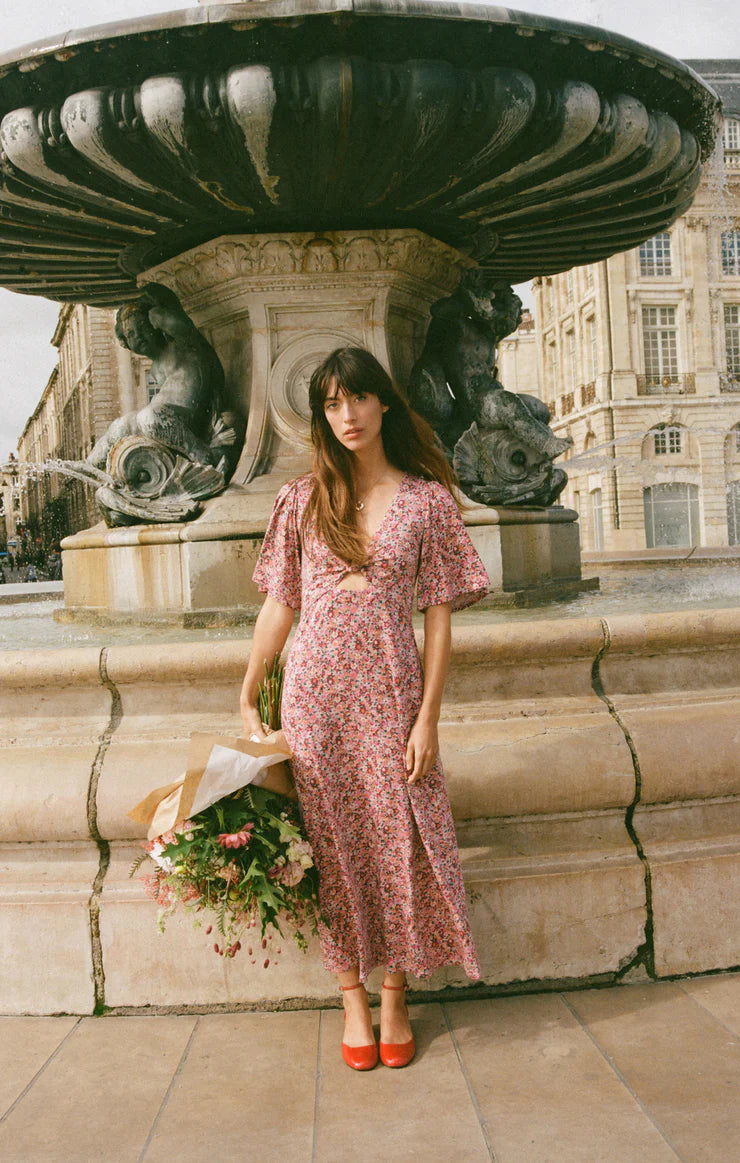 Robe midi à fleurs Mavis - Rose Mauve