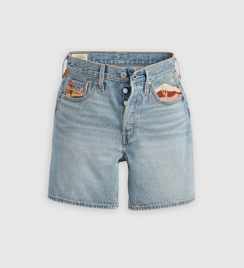 Short en jeans avec broderie - Blue