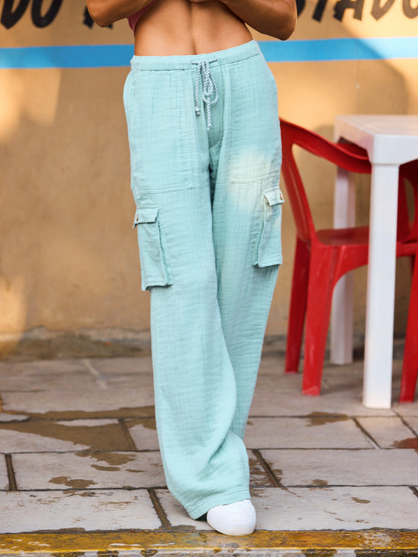 Pantalon cargo léger Precious - Sea blue