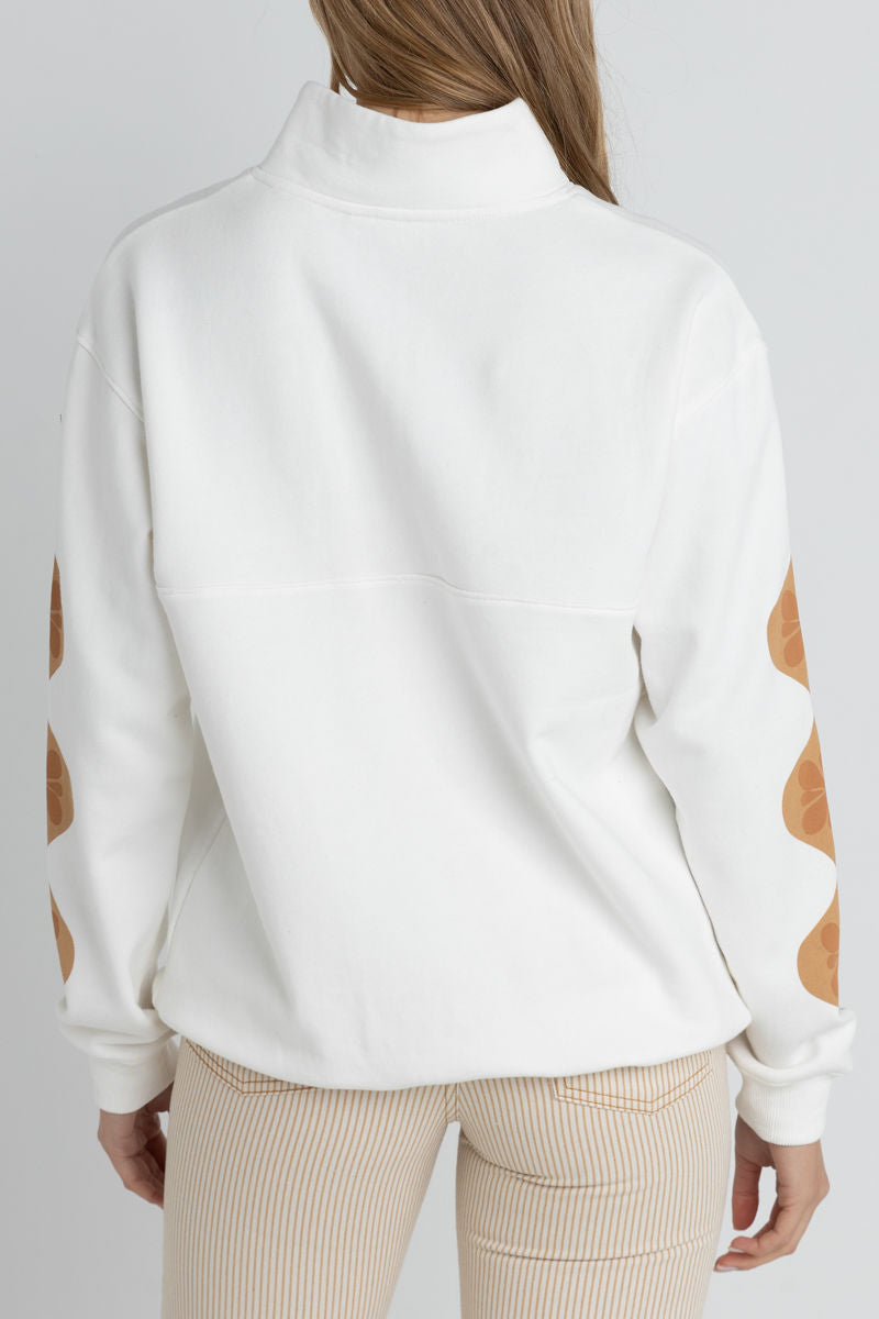 Chandail ouaté 1/4 zip Solitude - Vintage white