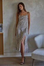 Romina long dress with slit - Cream