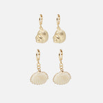 Duo boucles d’oreilles dorées coquillage - Acier Inox