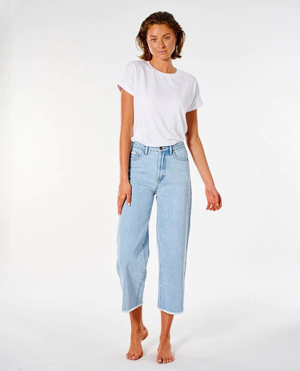 Sparrows Crop Wide Leg Jeans - Light Blue