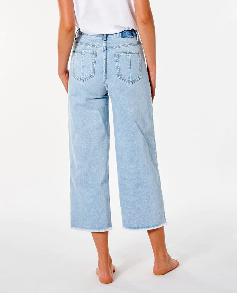 Sparrows Crop Wide Leg Jeans - Light Blue