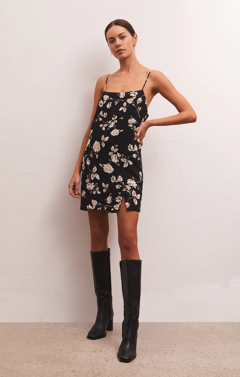 Raelyn Floral Mini Dress - Black