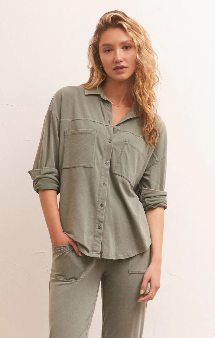 Chemise Niccola Button Up - Evergreen