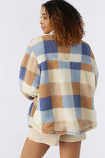 Heath Plaid Sherpa Jacket - Winter White