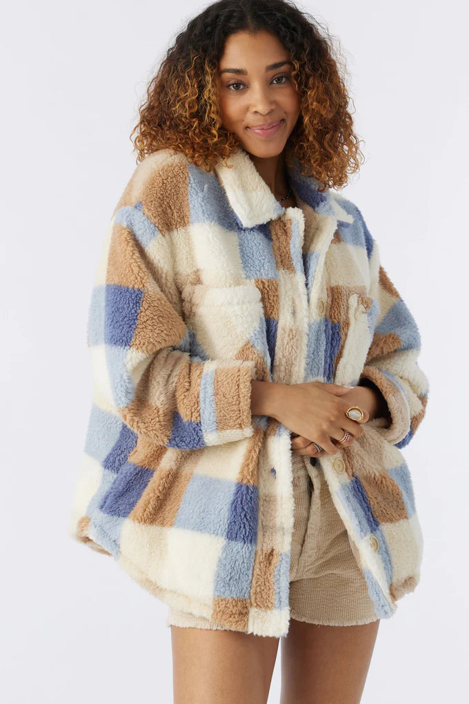 Plaid sherpa deals jacket women's