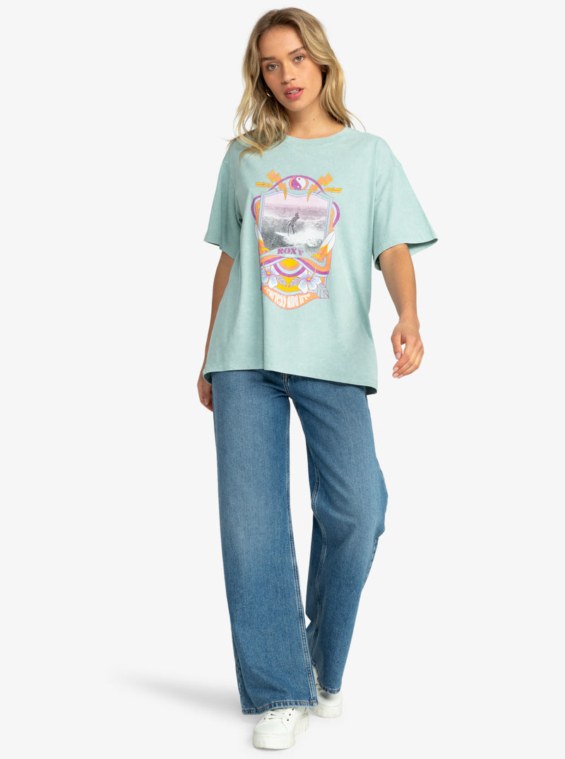 Girl Need Love Oversized T-Shirt - Blue Surf